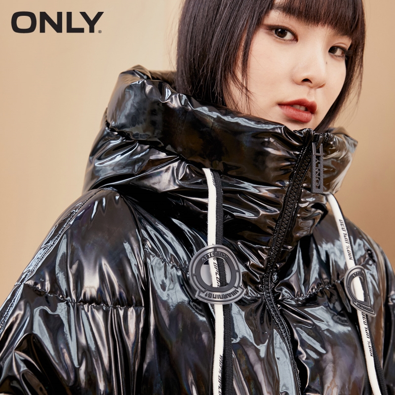 目目 nine ONLY winter new style drawstring hooded shiny and comfortable down jacket women | 120423120