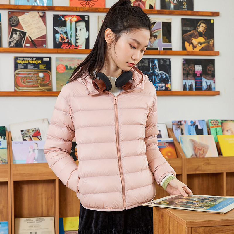 目目 one dan SEMIR Down Jacket Women Light And Thin Hooded Windproof 2021 Winter New Black Technology Three-Proof Solid Jacket Fashion