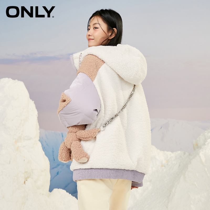 目目 eight ONLY winter new style contrast stitching drawstring hooded down jacket women | 120423123