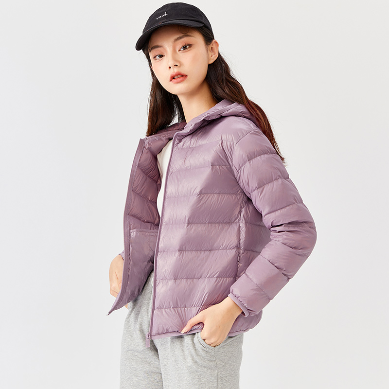 目目 one dan SEMIR Down Jacket Women Light And Thin Hooded Windproof 2021 Winter New Black Technology Three-Proof Solid Jacket Fashion