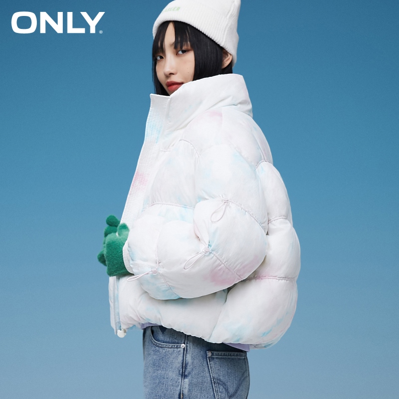 目目 sixteen ONLY short tie-dye adjustable drawstring short down jacket women | 121423001