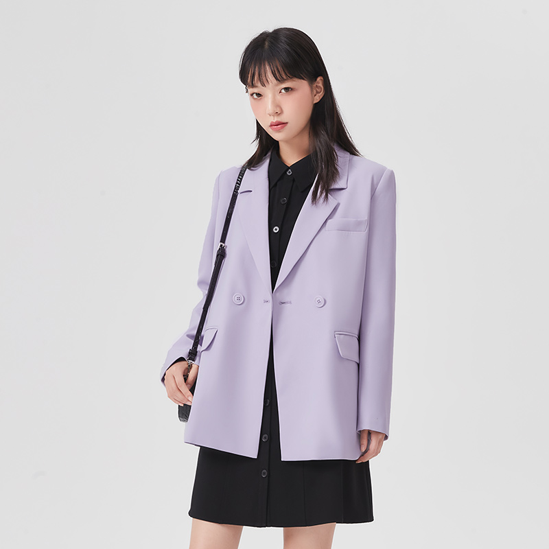 目目 six SEMIR Blazer Women Spring And Autumn 2021 New Black Loose Woman Thin Korean Style Purple Suit Jacket