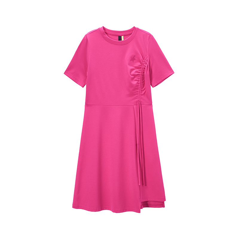 目目 four SEMIR Dress Women Careful Machine Design Sense Self-Cultivation 2022 Summer New Drawstring Sweet Embroidery Knitted Dresses