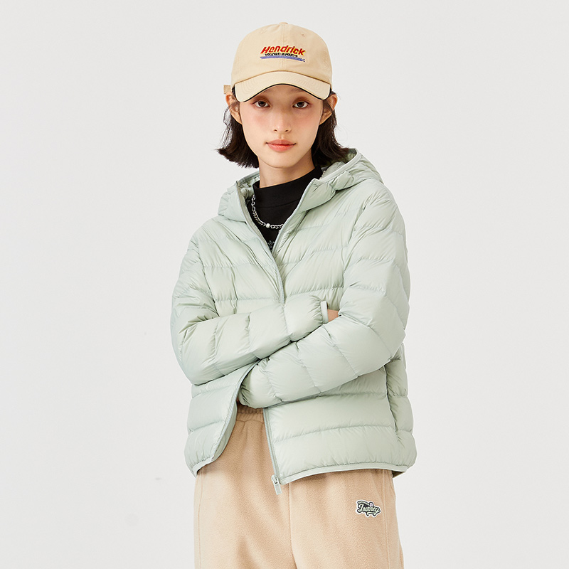 目目 one dan SEMIR Down Jacket Women Light And Thin Hooded Windproof 2021 Winter New Black Technology Three-Proof Solid Jacket Fashion