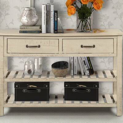 Menefee 45x22 Solid Wood Console Table Longshore Tides Color: Antique Gray