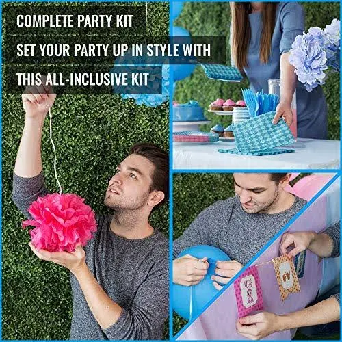 Reveal Squad Gender Reveal Party Supplies Kit Baby Boy or Girl Decorations and Tableware Set