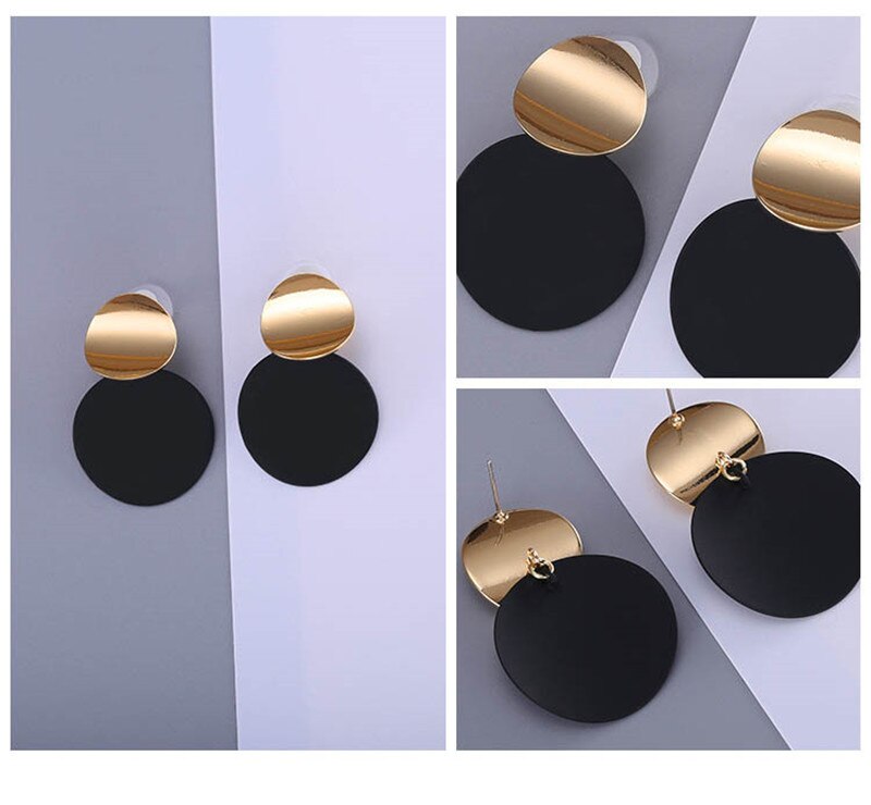 Fashion Geometric Round Stud Double Circle Earrings