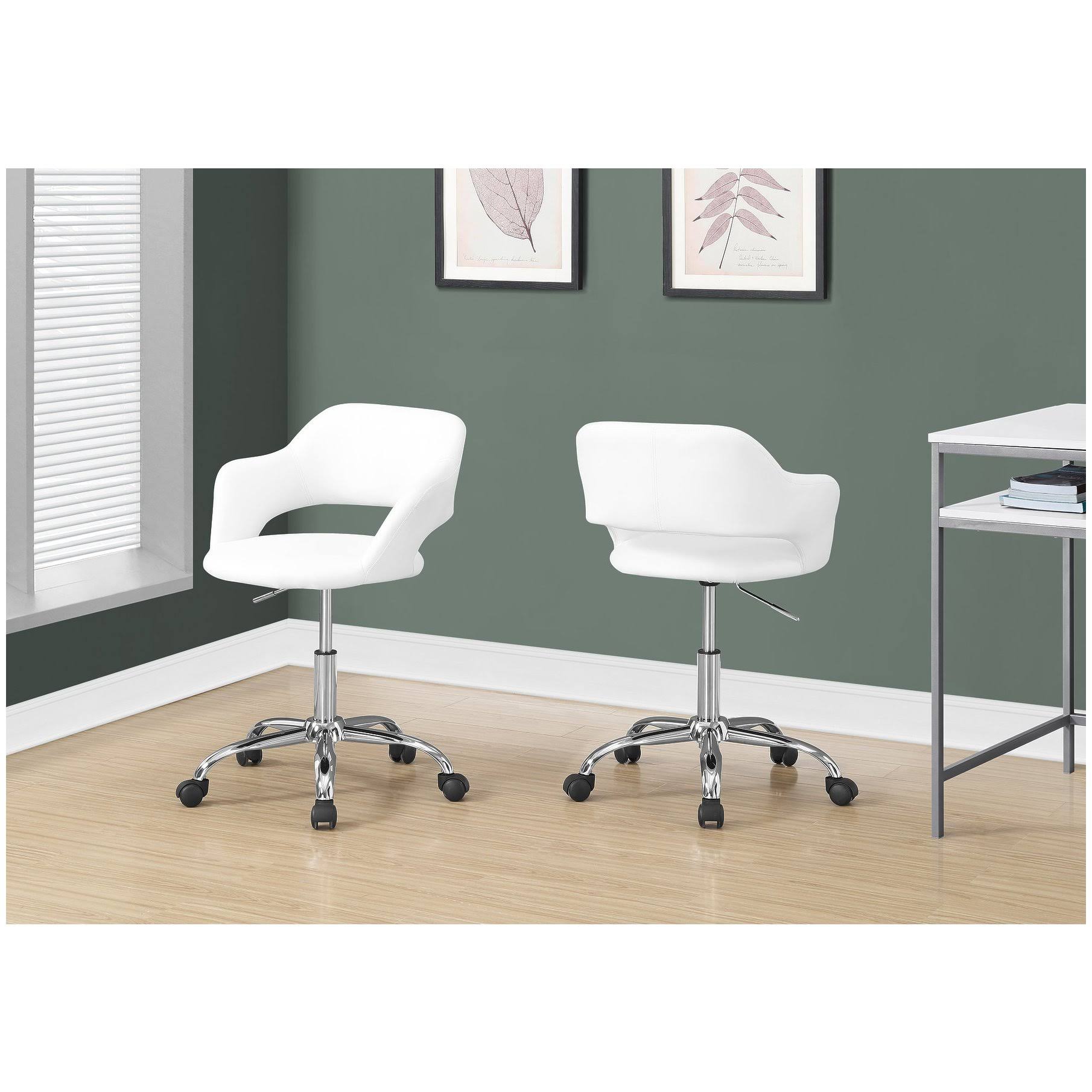 Monarch Office Chair - White / Chrome Metal Hydraulic Lift Base