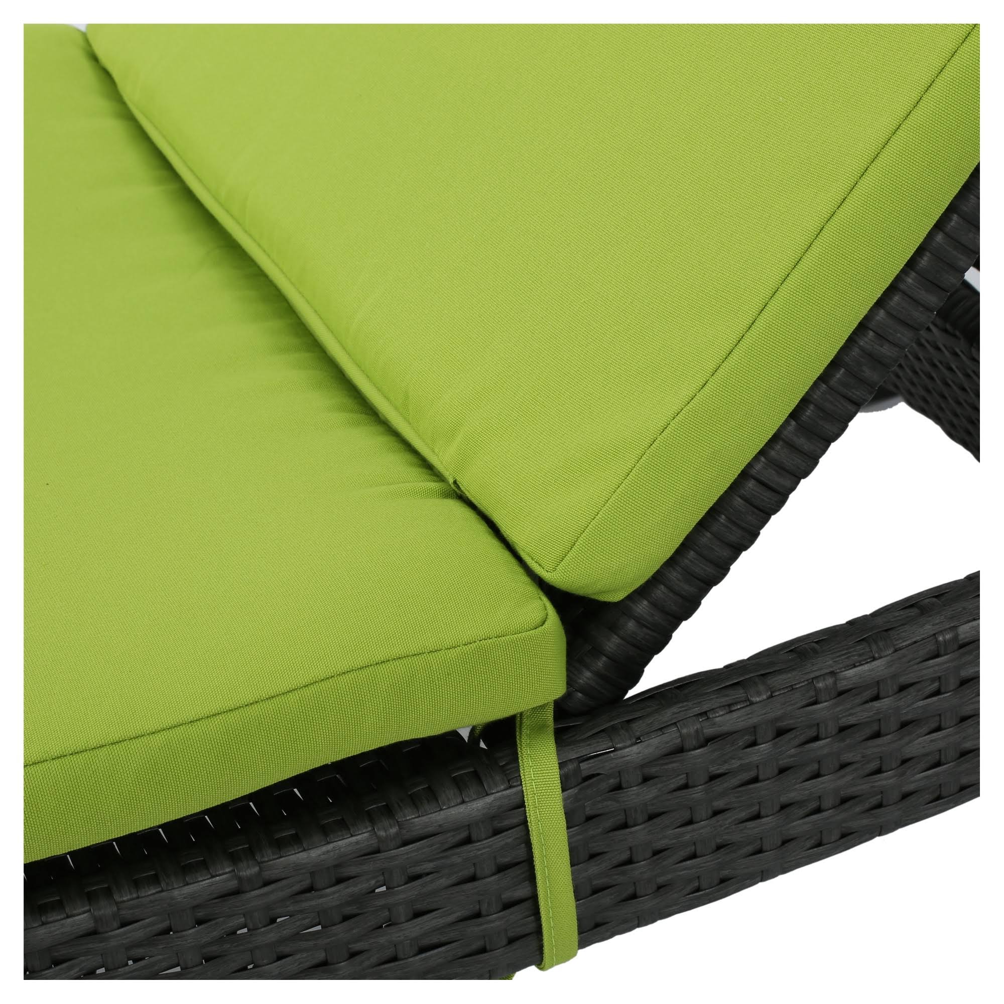 Outdoor Adjustable Chaise Lounge with Green Cushion