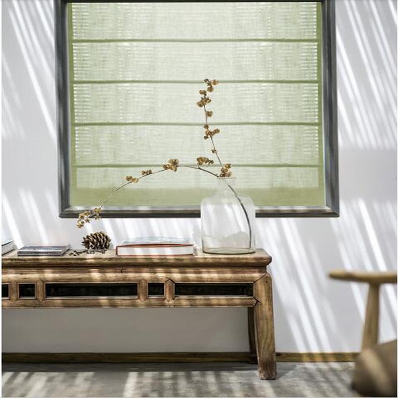 Polyester Linen Roman Shade In Green