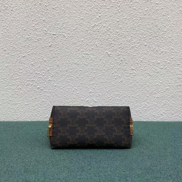 【原版皮】赛琳/Celine 老花系链条包，TRIOMPHE帆布混搭羊皮，整个包以凯旋门标志为主，包边以棕色为主围绕开口，焦糖棕色搭配老花添加了复古元素，款号：100382