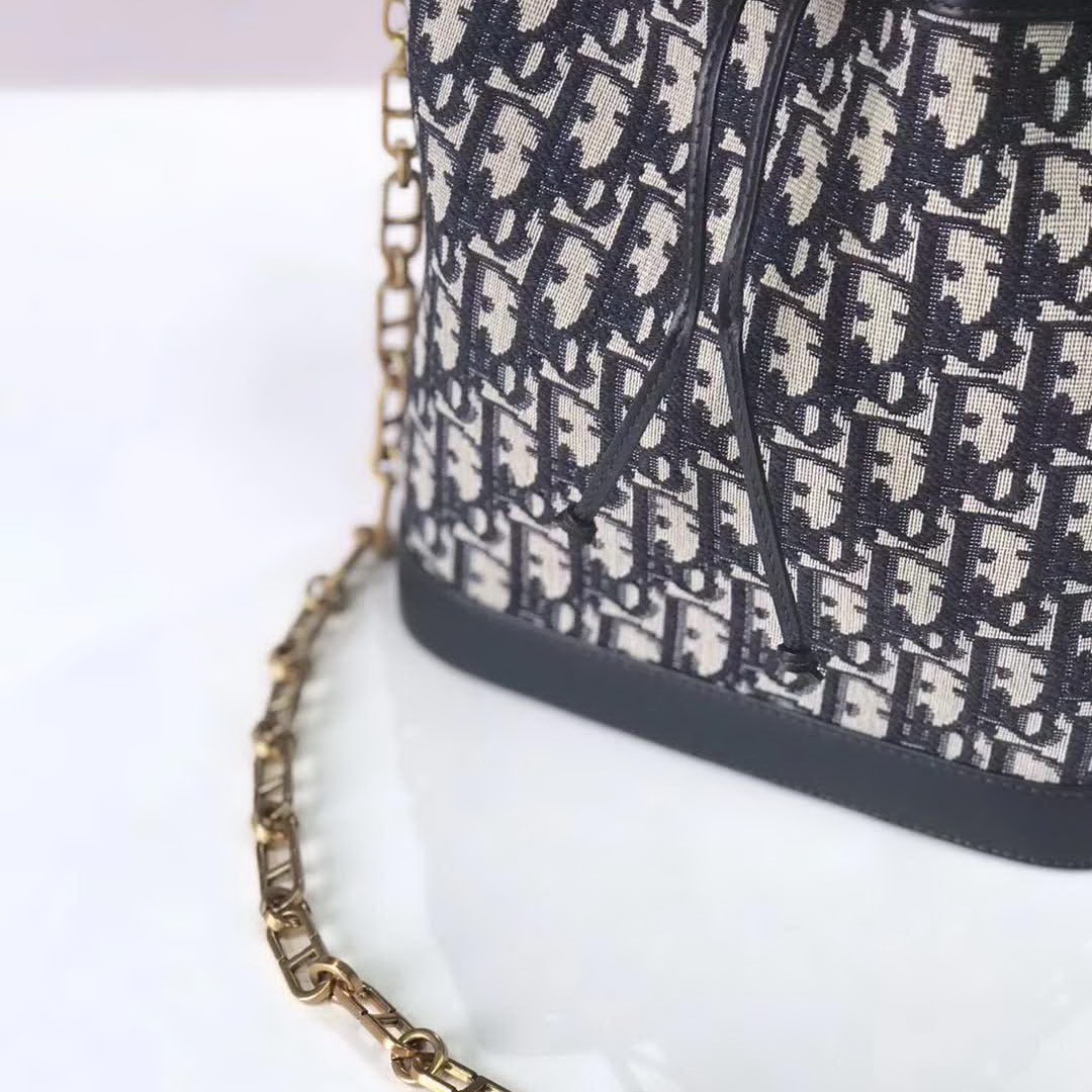 【原版皮】迪奥/Dior 水桶包，选用Oblique提花帆布搭配同色系牛皮皮革裁制而成，简约时尚，看起来帅气又低调