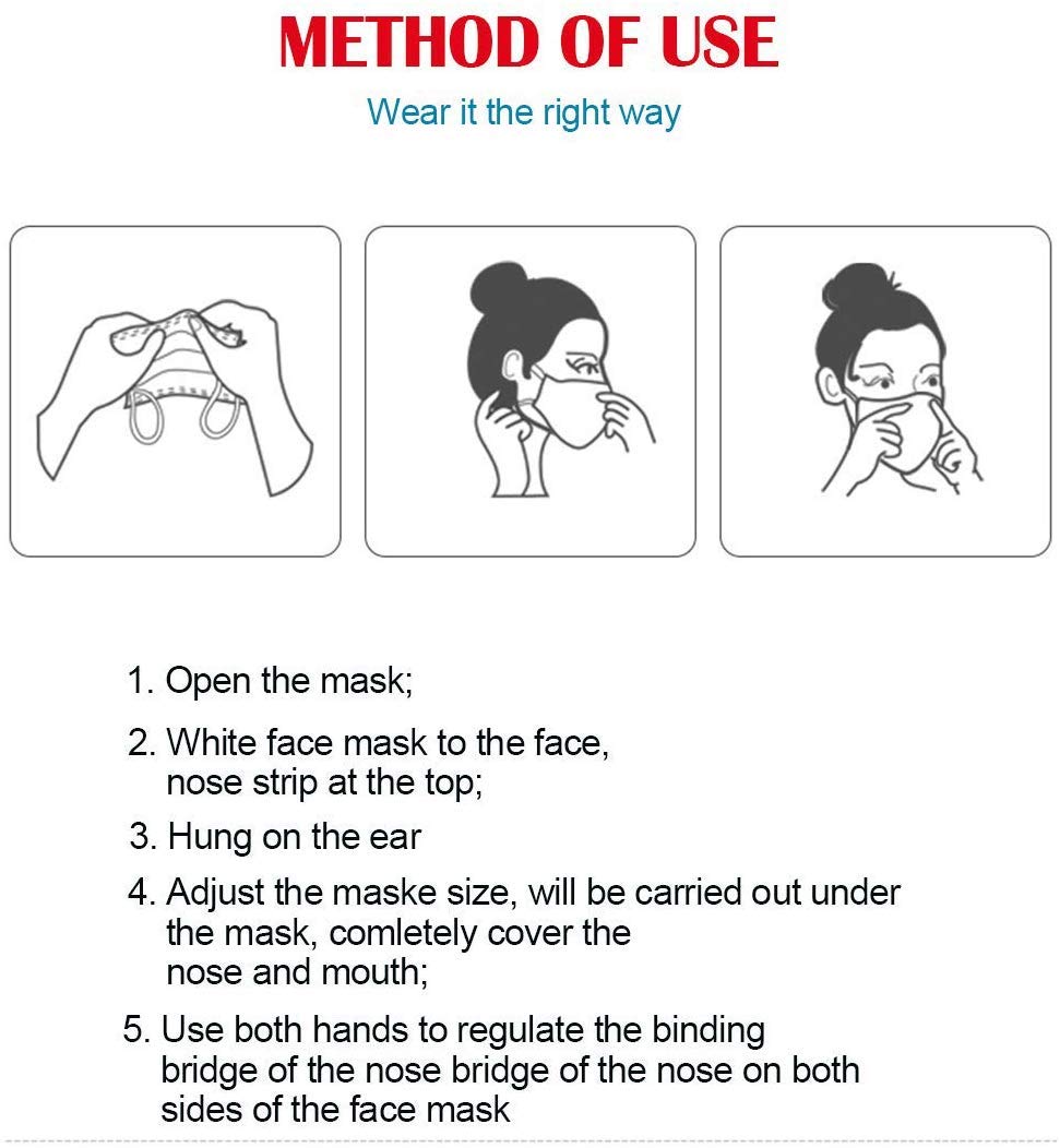 20 PCS 3 Ply Disposable Face Mask Earloop