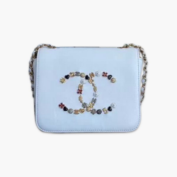 【原版皮】香奈儿/Chanel 手工系列肩背包，各种元素铆钉镶嵌成的双C标志，选用细腻羊皮，内里质感金属牛皮