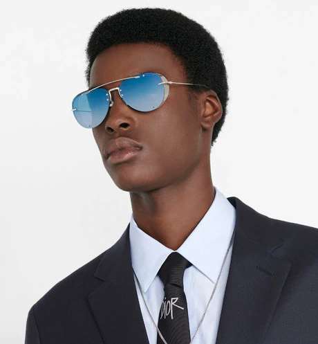 DiorChroma1 Blue Mirrored Pilot Sunglasses