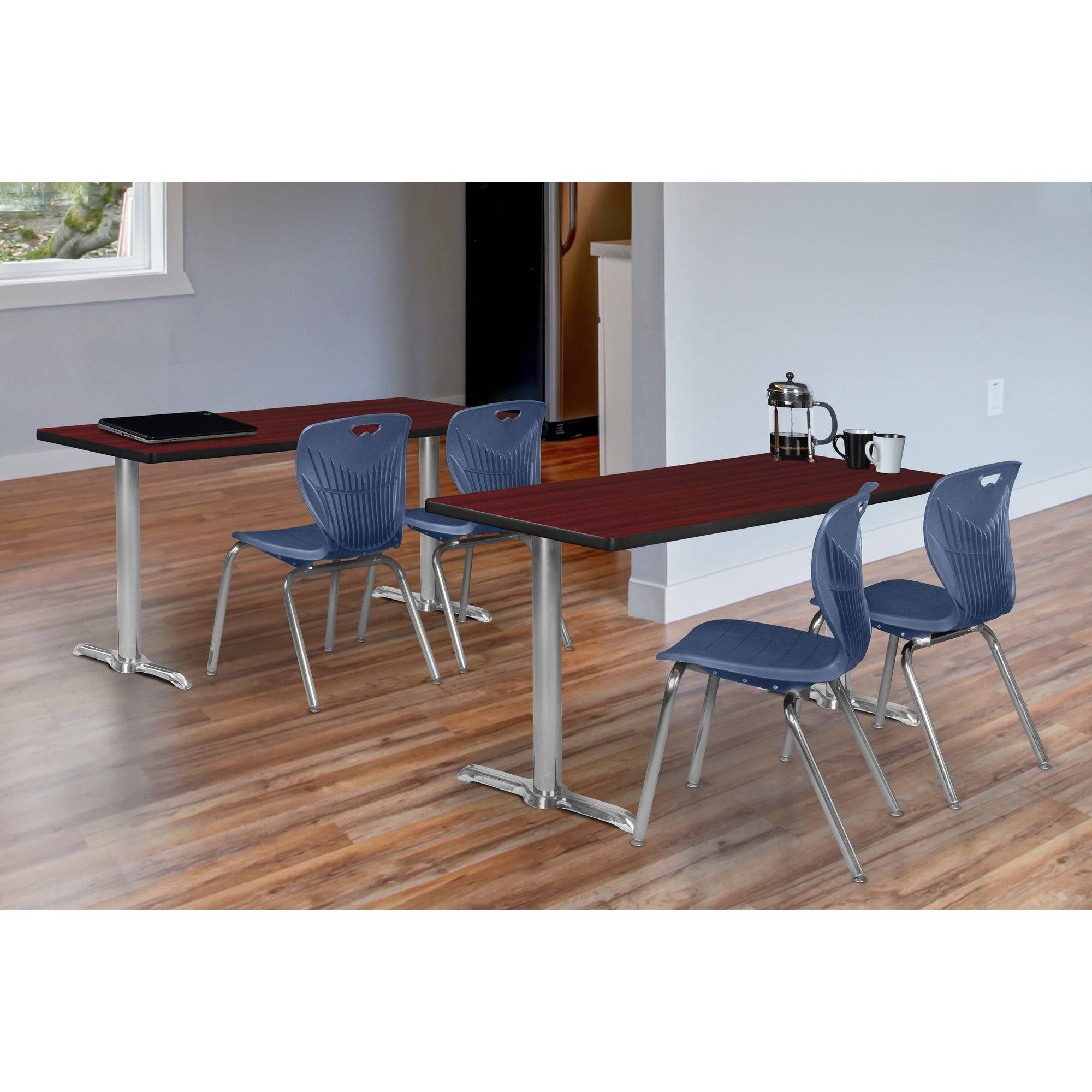 Regency Via 66x22 x 24x22 Training Table- Mahogany/Chrome