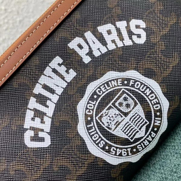 【原版皮】赛琳/Celine 老花系链条包，TRIOMPHE帆布混搭羊皮，整个包以凯旋门标志为主，包边以棕色为主围绕开口，焦糖棕色搭配老花添加了复古元素，款号：100382