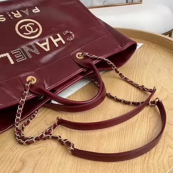 【原版皮】香奈儿/Chanel 购物袋 ，采用进口油腊牛皮，配顶级精美古铜金五金，非常高档新颖独特，休闲又时尚、又会掀起一股热潮，五金 ogo镶珍珠，款号：AS8375