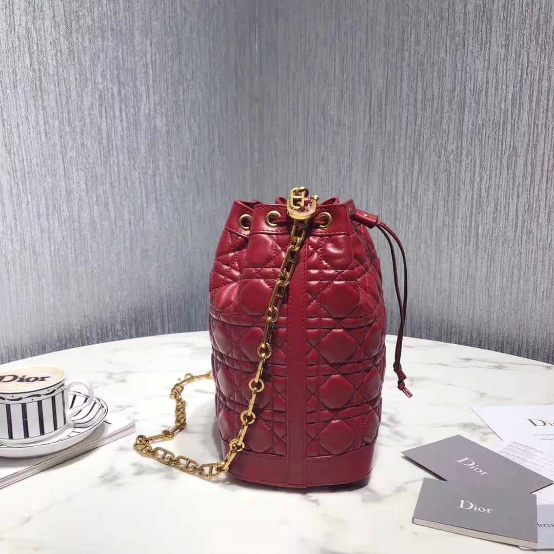 【原版皮】迪奥/Dior 水桶包，选用柔软羊皮裁制而成，全新包型，火遍时尚圈的复古潮流感，款号：M1693