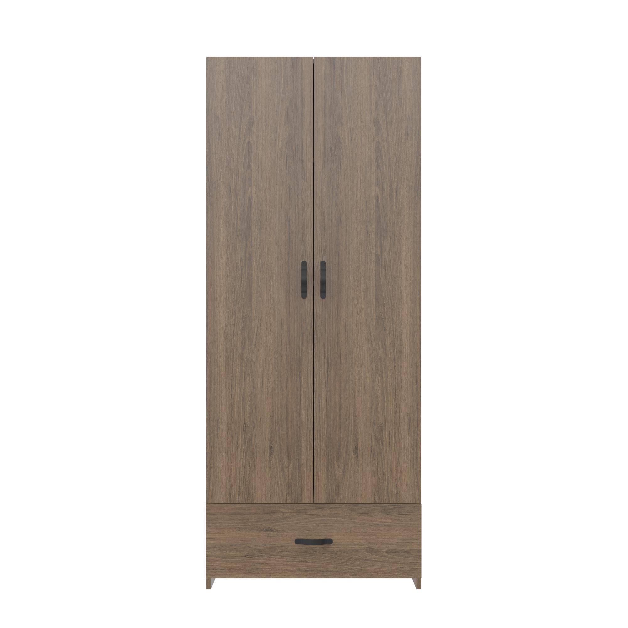 RealRooms Hax 2 Door Storage Cabinet with Drawer, Kitchen and Pantry Organizer, Rustic Oak