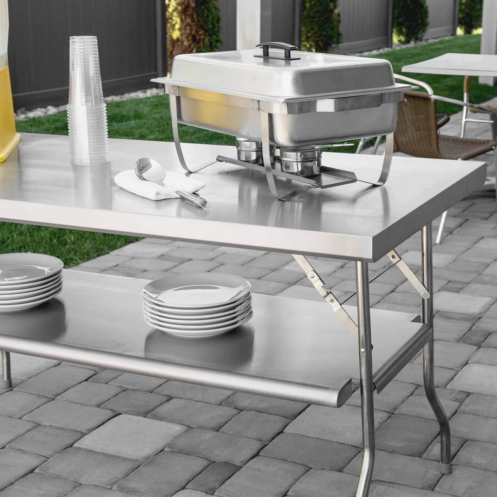 Regency 30x22 x 60x22 18-Gauge Stainless Steel Folding Work Table with Removable Undershelf