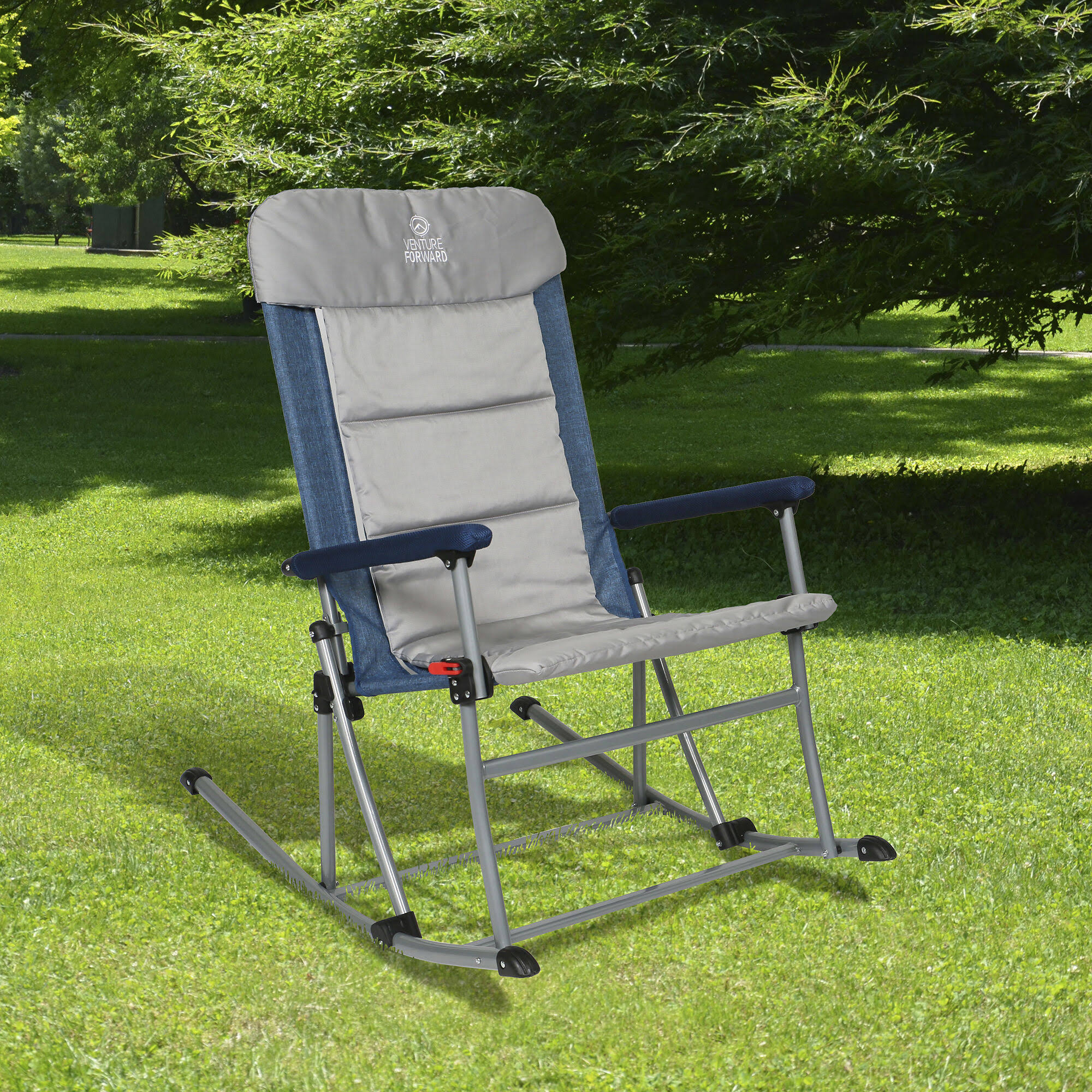 Venture Forward Rocking Chair with Removable Pad, Blue/ Grey in Blue/Gray