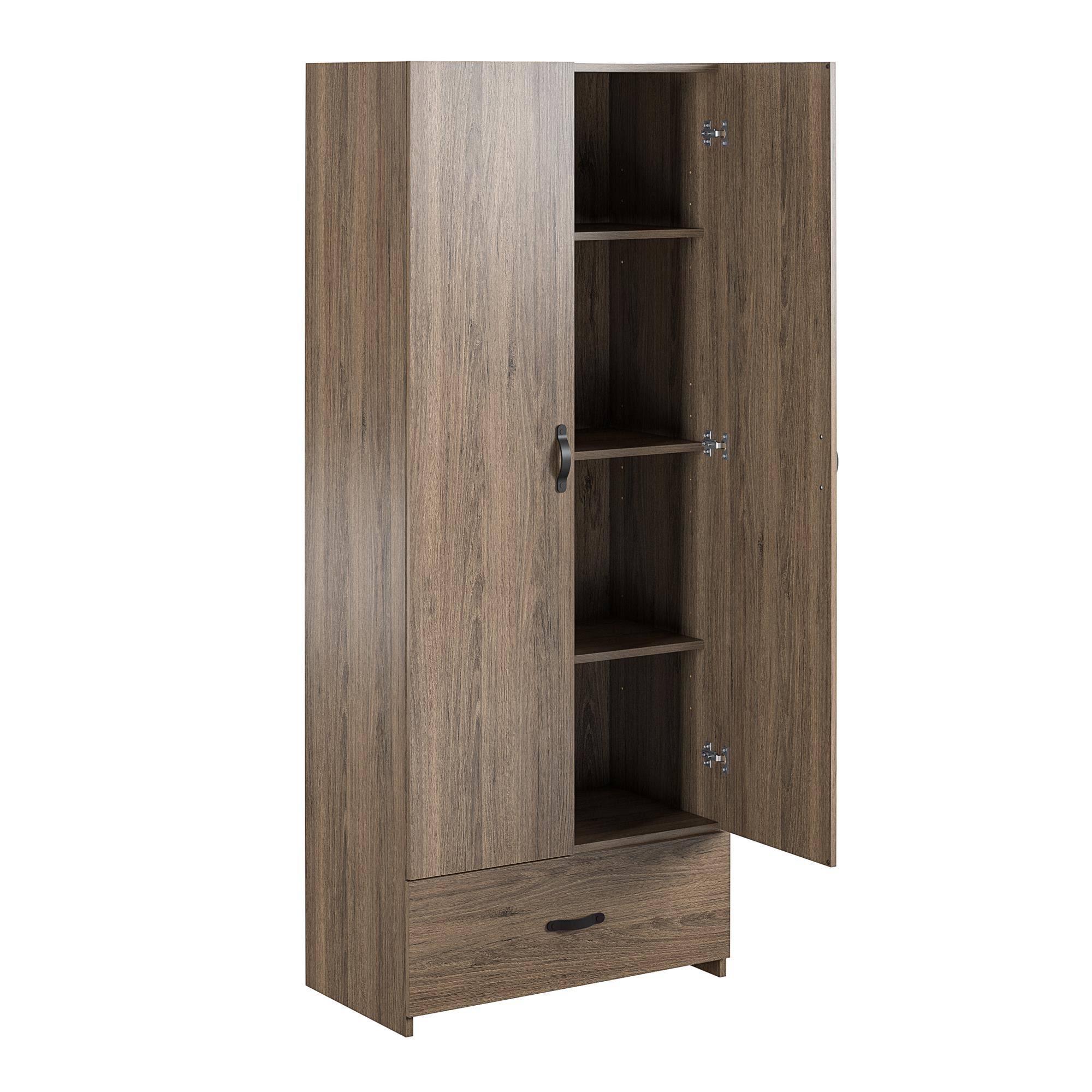 RealRooms Hax 2 Door Storage Cabinet with Drawer, Kitchen and Pantry Organizer, Rustic Oak