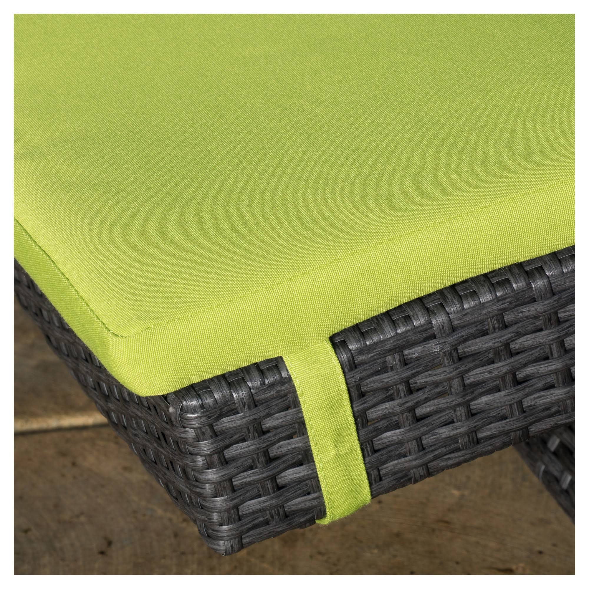 Outdoor Adjustable Chaise Lounge with Green Cushion