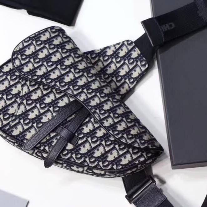 【原版皮】迪奥/Dior 马鞍包，选用Oblique提花帆布搭配同色系牛皮皮革裁制而成，饰有Christian Dior带扣细节，彰显出自由与独特个性，看起来帅气又低调