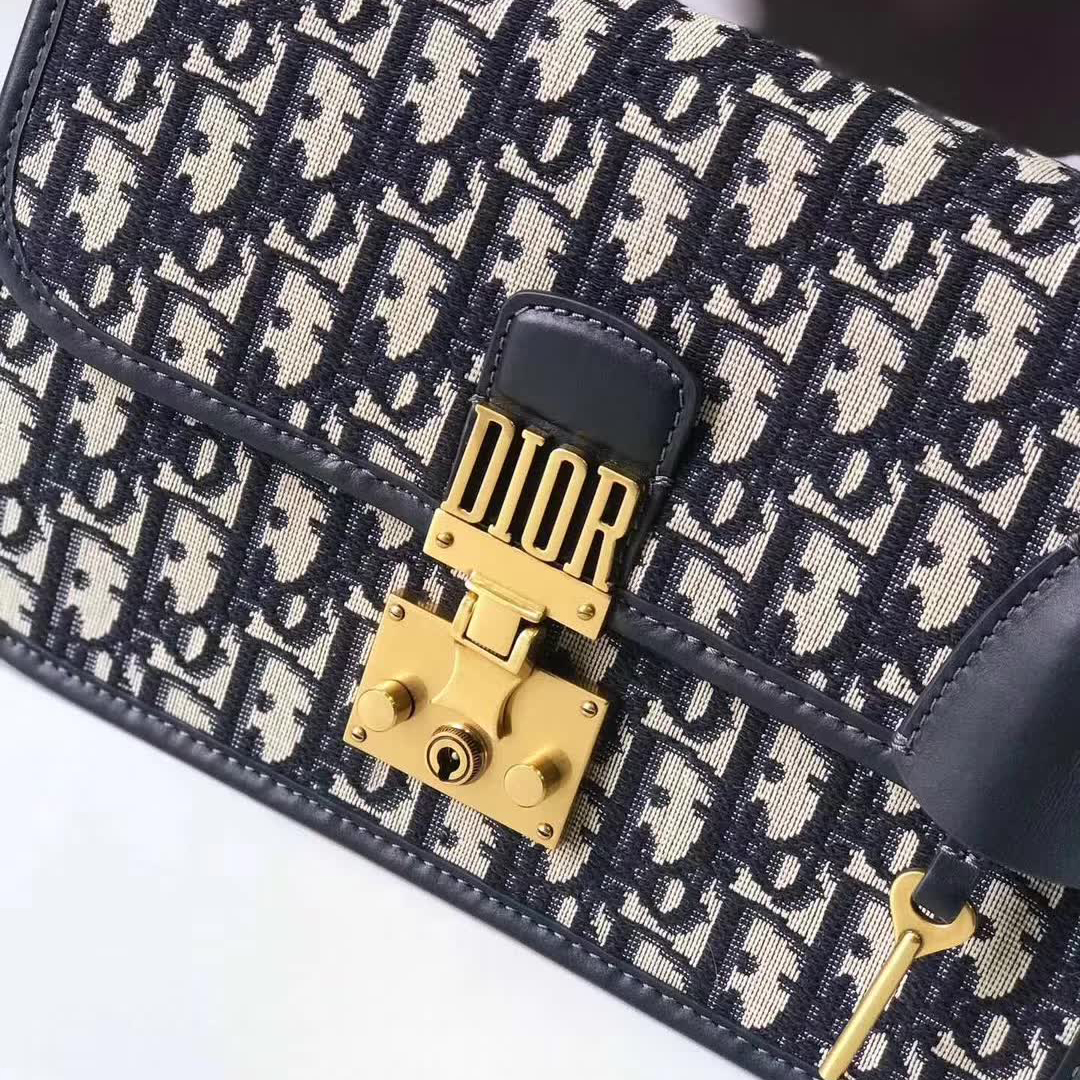【原版皮】迪奥/Dior 链条包，选用Oblique提花帆布搭配同色系牛皮皮革裁制而成，饰以不规则珠片，很有年代感，搭配链条肩带，真是perfect