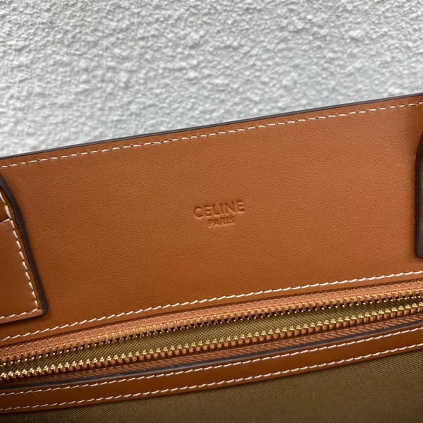 【原版皮】赛琳/Celine 老花系托特包，TRIOMPHE帆布混搭羊皮，整个包以凯旋门标志为主，包边以棕色为主围绕开口，焦糖棕色搭配老花添加了复古元素，款号：190172