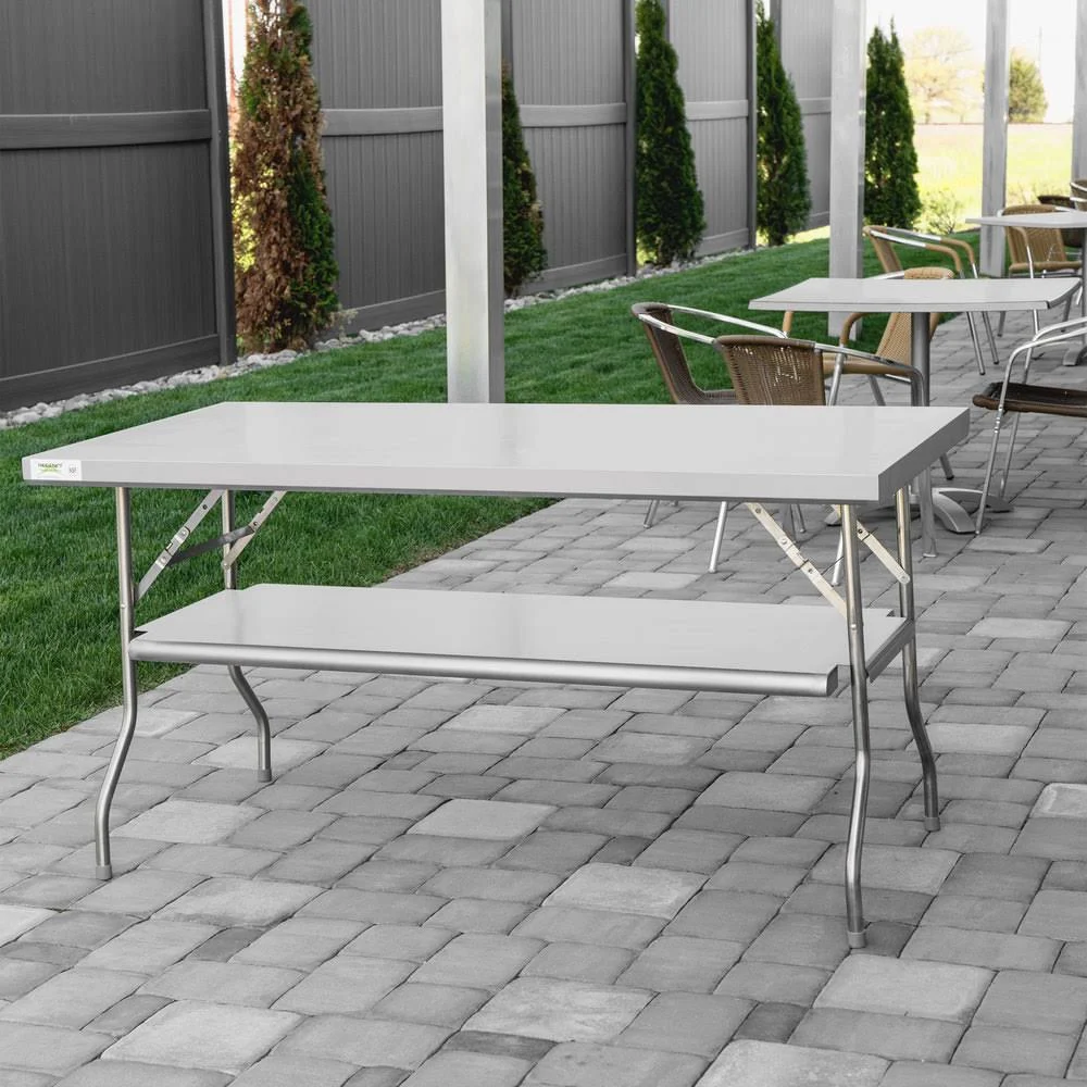 Regency 30x22 x 60x22 18-Gauge Stainless Steel Folding Work Table with Removable Undershelf