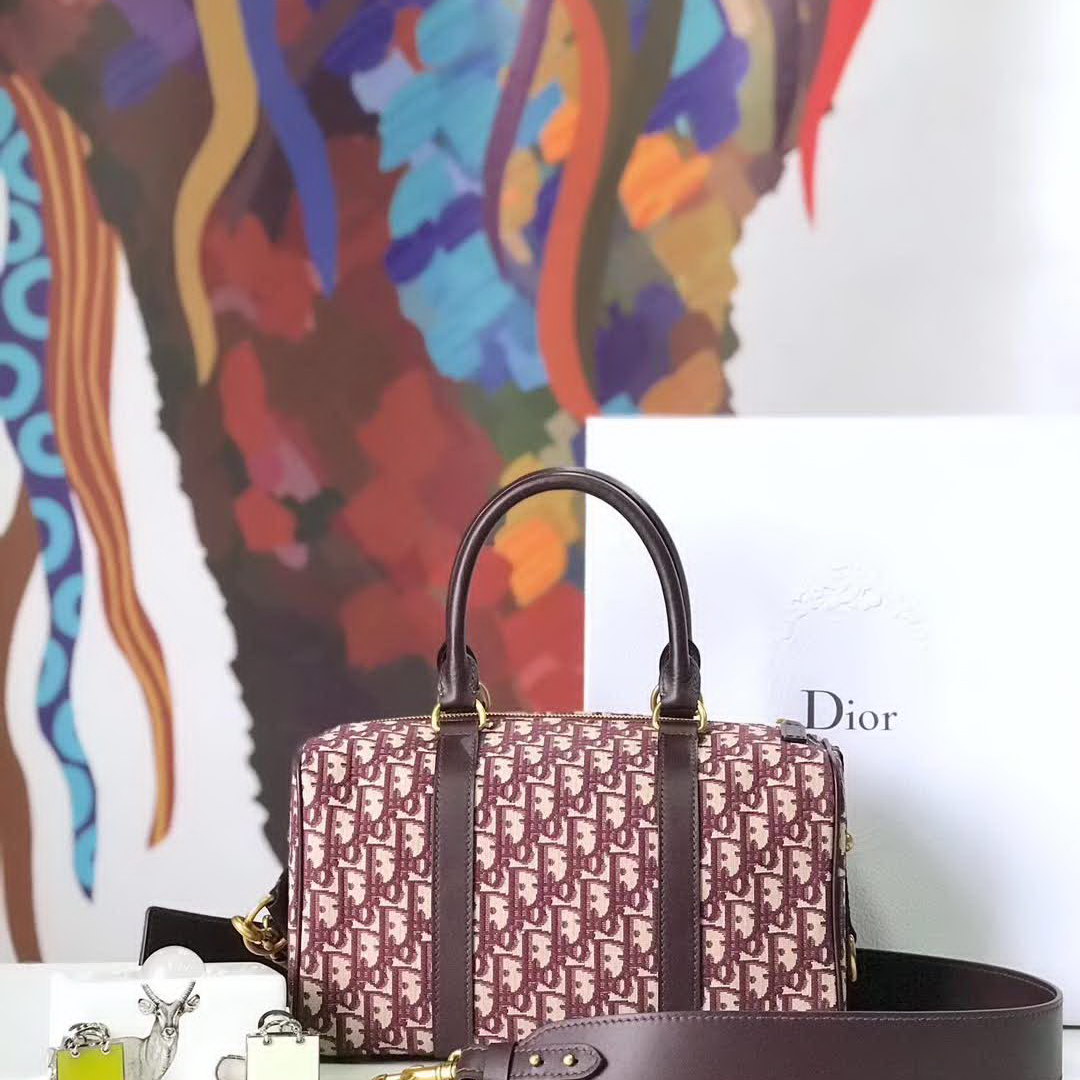 【原版皮】迪奥/Dior 枕头包，选用Oblique提花帆布搭配同色系牛皮皮革裁制而成，经典大方，简约时尚