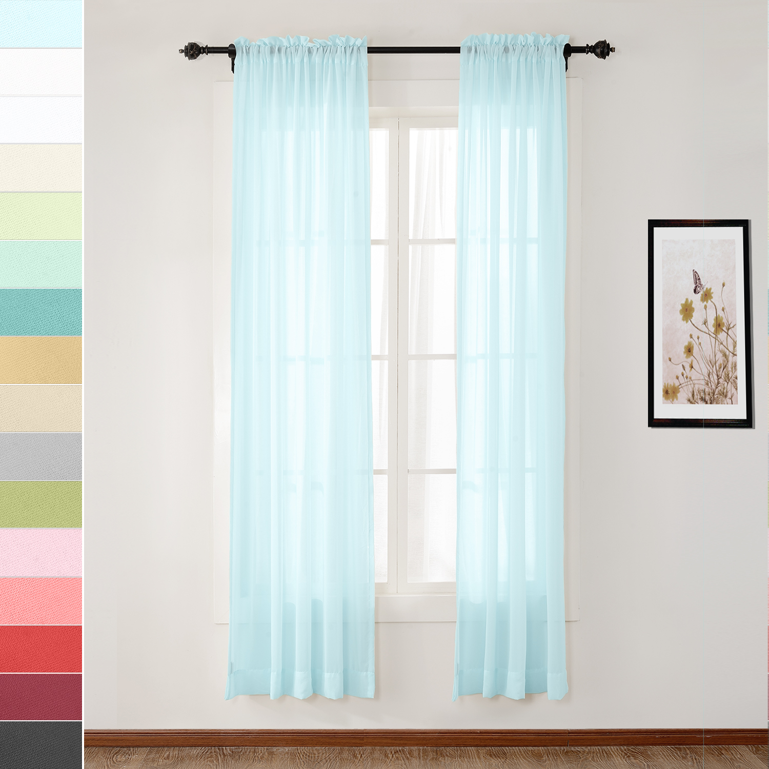 Indoor Outdoor Sheer Curtain Rod Pocket with 1 Inch Flange Wide Opulent Voile Drape SCANDINA