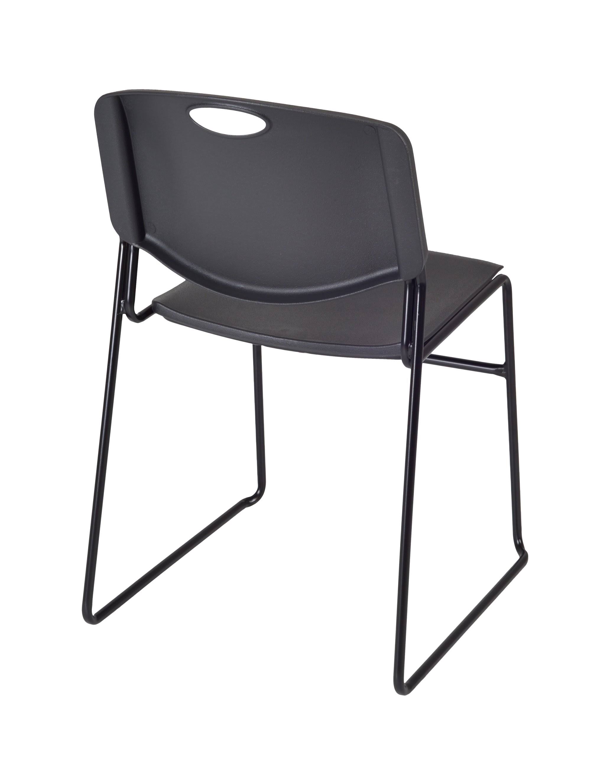 Regency Kee 48x22 Round Breakroom Table- Maple/ Black 4 Zeng Stack Chairs- Black