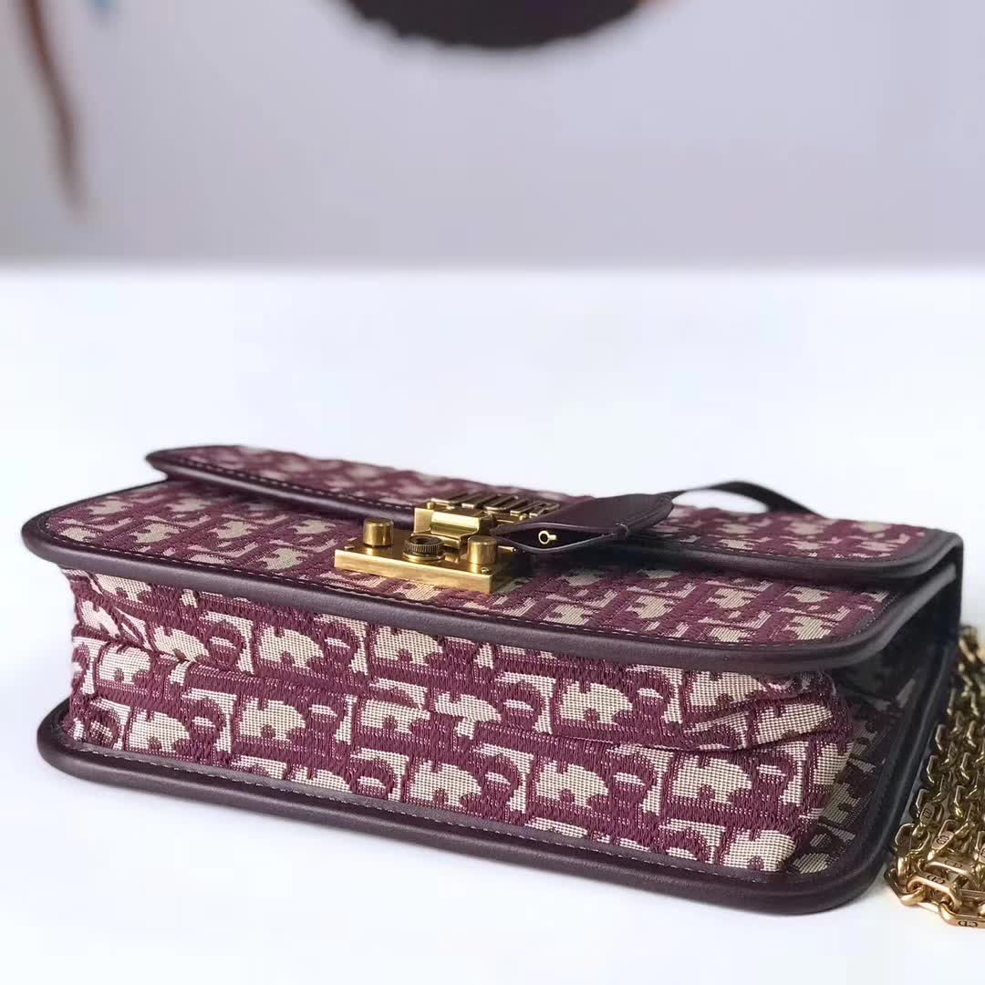 【原版皮】迪奥/Dior 链条包，选用Oblique提花帆布搭配同色系牛皮皮革裁制而成，饰以不规则珠片，很有年代感，搭配链条肩带，真是perfect