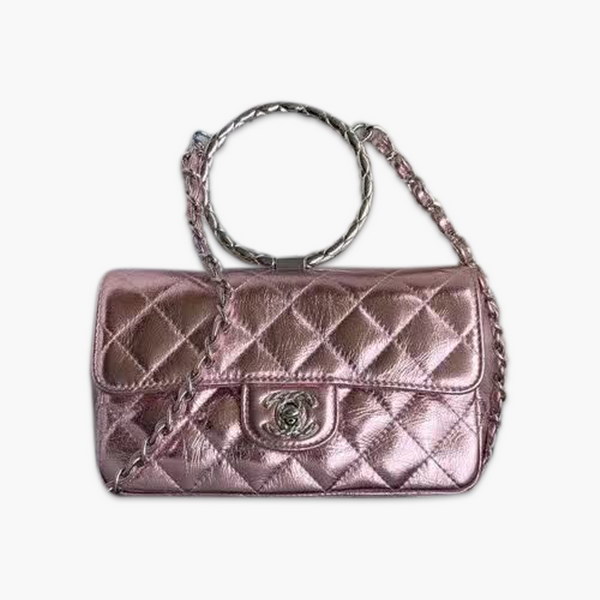 【原版皮】香奈儿/Chanel 手环包,银色金属质感圆环CF链条包,很限独特的颜色哇,不同光下折射出来不同的颜色,款号:AS1665