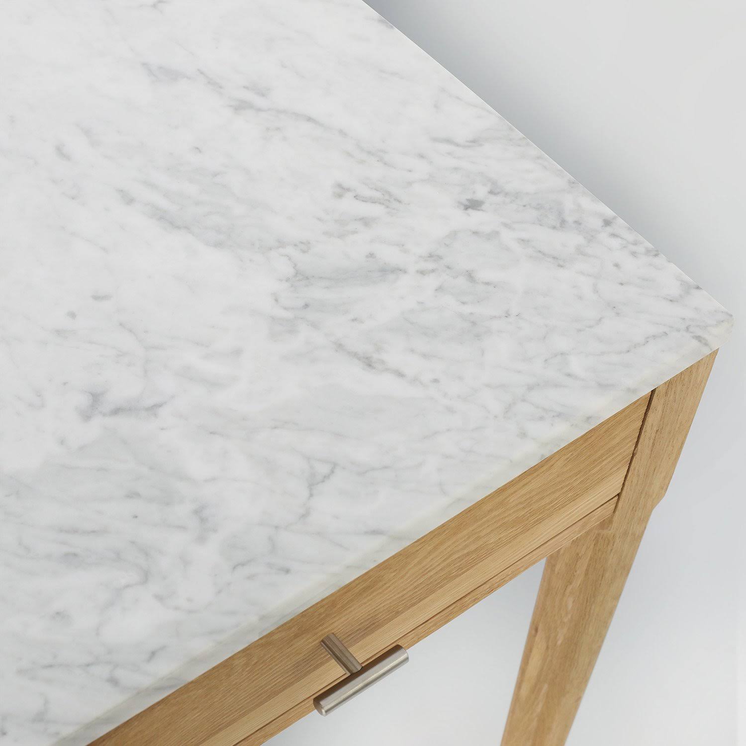 Meno Console Table - Finish: White Marble, Oak by The Bianco Collection