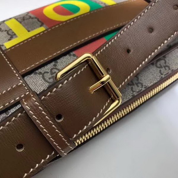 【原版皮】古驰/Gucci 印花腰包，经典GG Supreme高级人造帆布匠心制成，点缀Fake和Not词语印花，在品牌标志性元素中注入诙谐意味，款号：602695