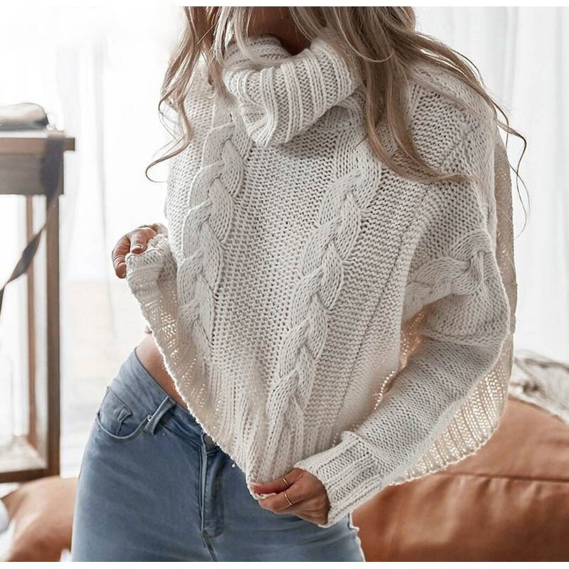 Winter Long Sleeve Solid Oversized Short Pullover