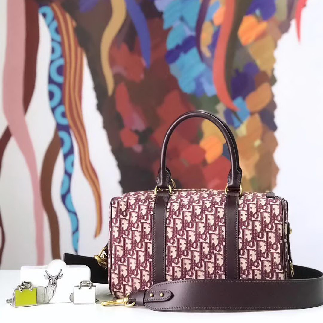 【原版皮】迪奥/Dior 枕头包，选用Oblique提花帆布搭配同色系牛皮皮革裁制而成，经典大方，简约时尚