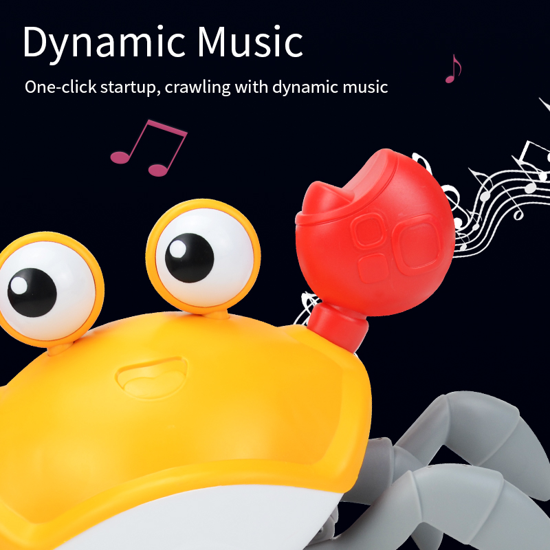 Sensing Crawling Crab, Tummy Time Baby Toys, Interactive Walking Dancing Toy with Music Sounds & Lights, Infant Fun Birthday Gif