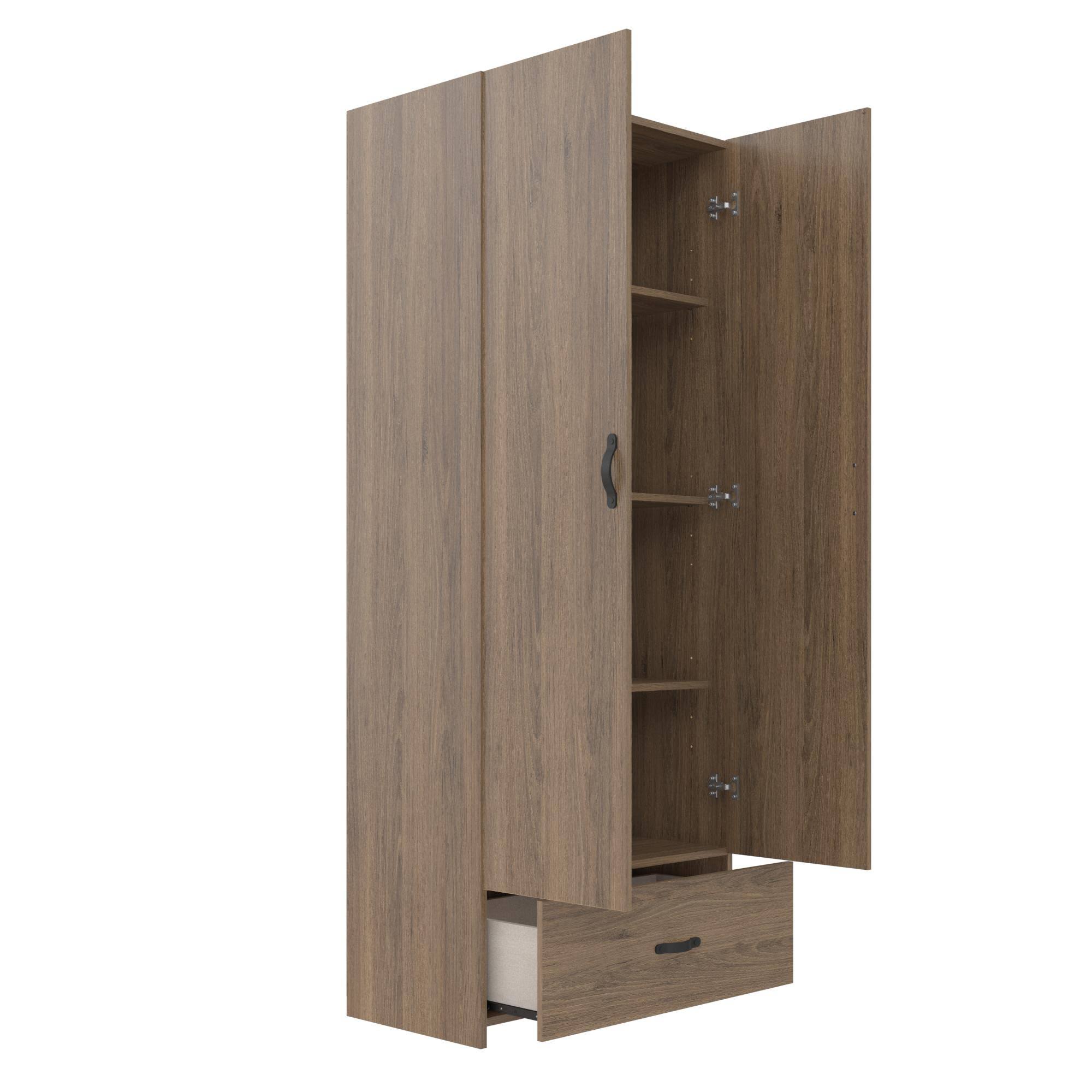 RealRooms Hax 2 Door Storage Cabinet with Drawer, Kitchen and Pantry Organizer, Rustic Oak