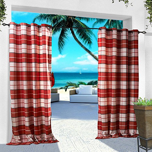 Antique Bronze Grommet Plaid Gingham Check Outdoor Curtain Jones