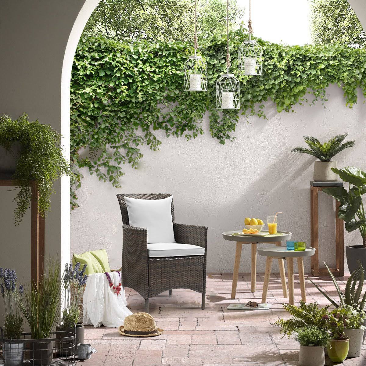 Modway Conduit Outdoor Patio Wicker Rattan Dining Armchair Brown White