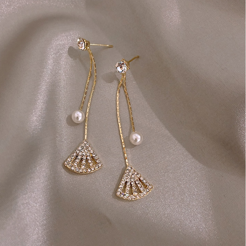 韩国S925银针小清新耳环百搭气质心形珍珠耳饰个性防过敏耳钉批发