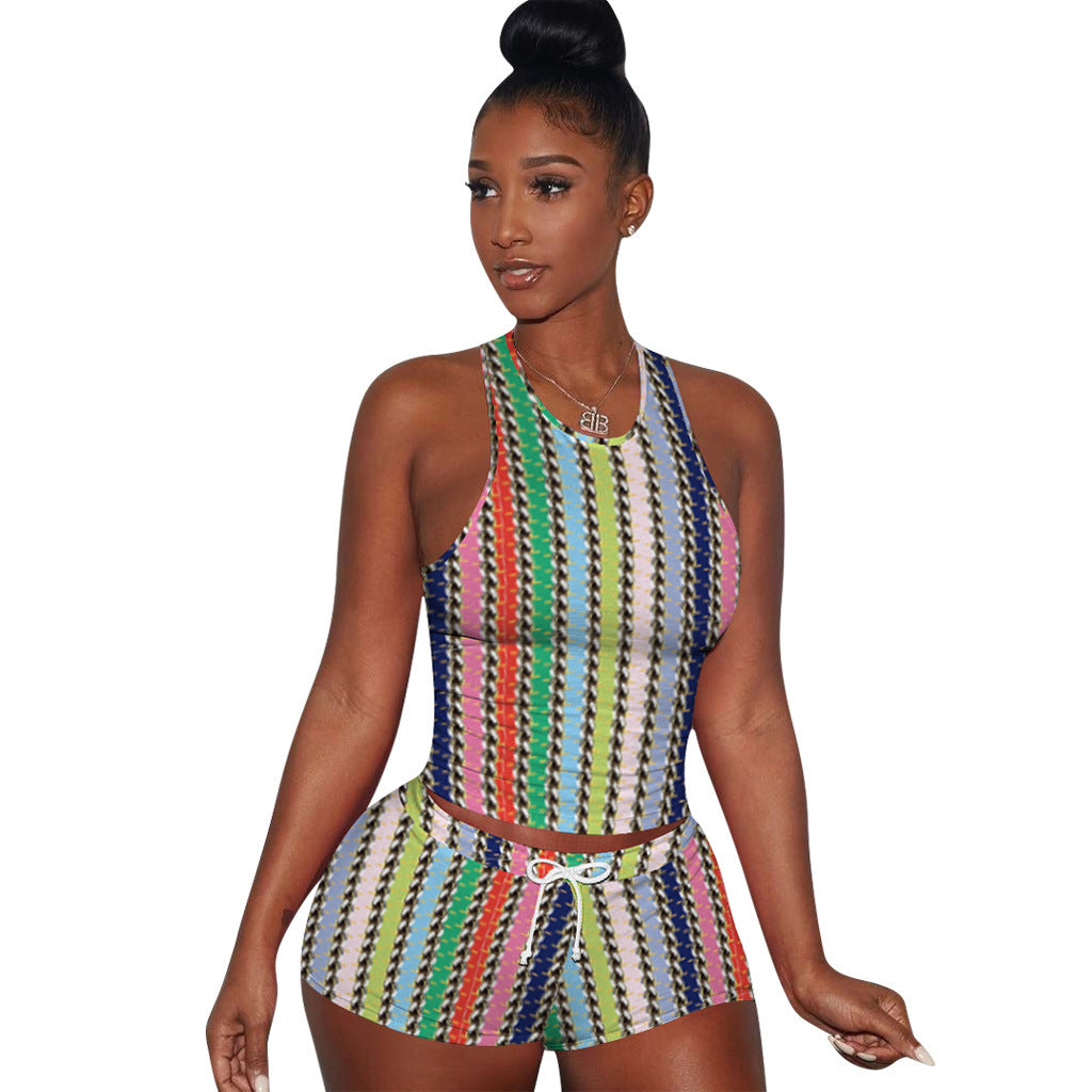 Viladress Short Vest Crop Tops and Shorts Set