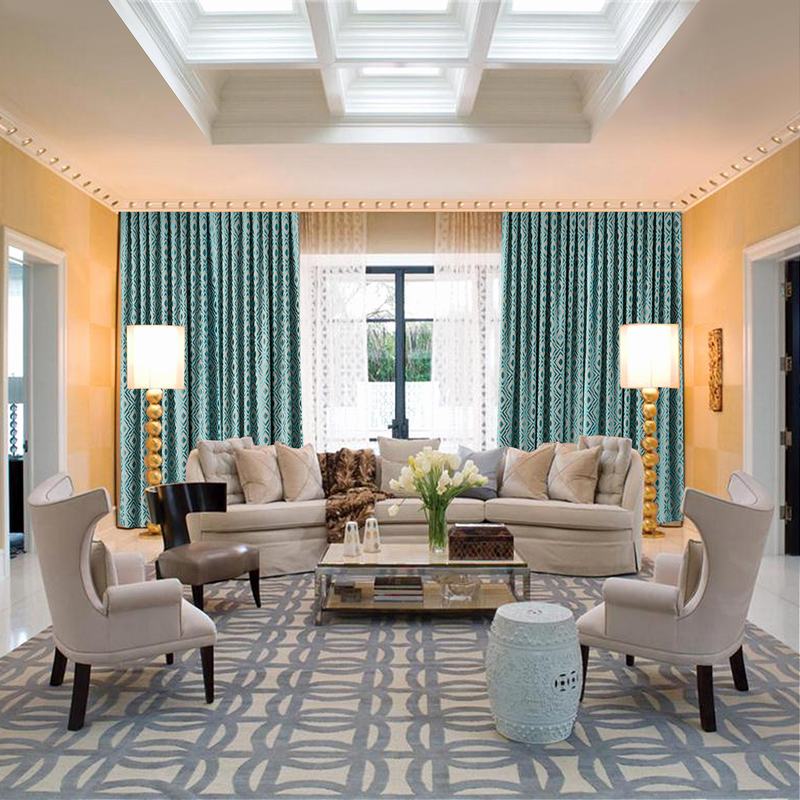 Dust Proof Blackout Pinch Pleated Jacquard Window Curtain Two-Toned Damask Diamond with Blackout Lined NINA