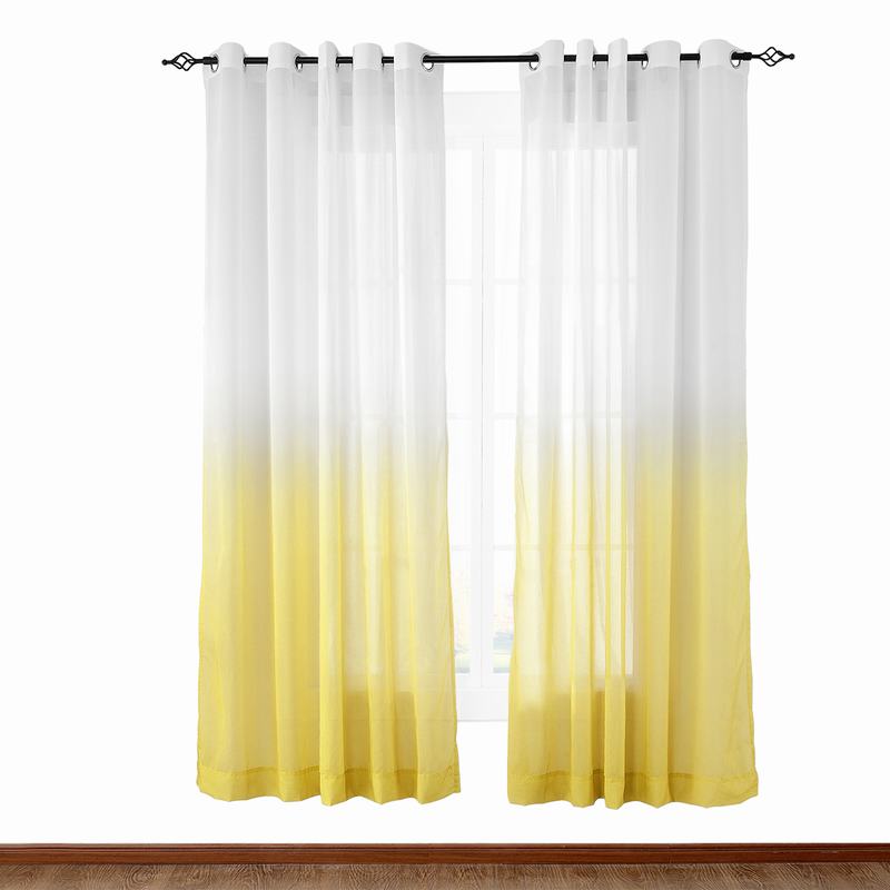 Nickel Grommet Gradient Ombre Sheer Curtain Tulle Gradual Drape HANNA