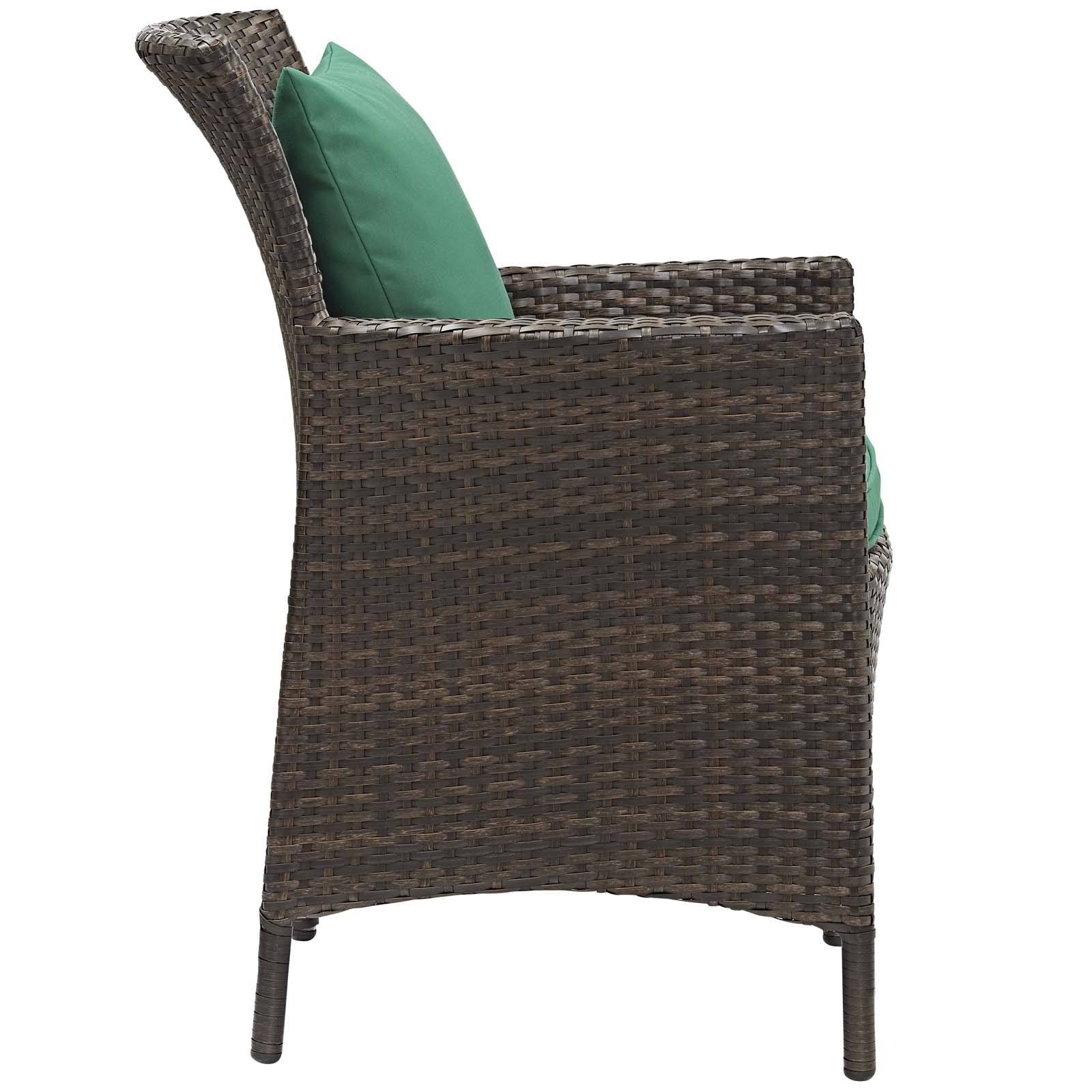 Modway Conduit Outdoor Patio Wicker Rattan Dining Armchair Brown White